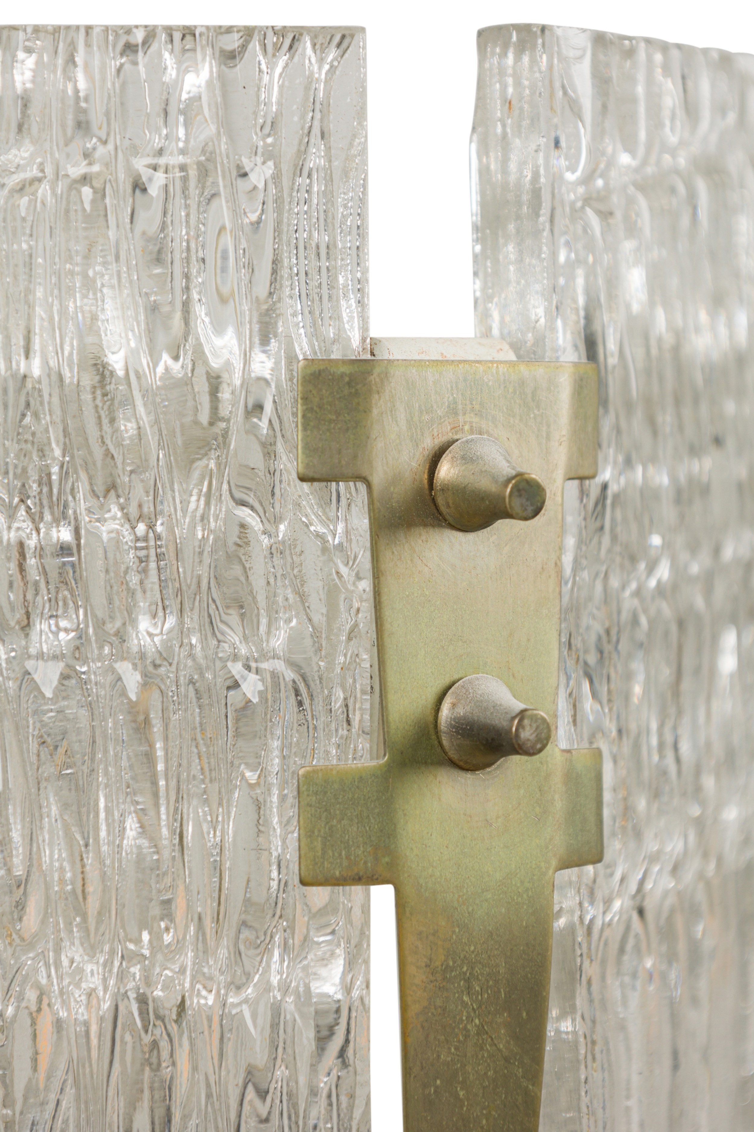 3 mid century 6 textured glass panel chandlier