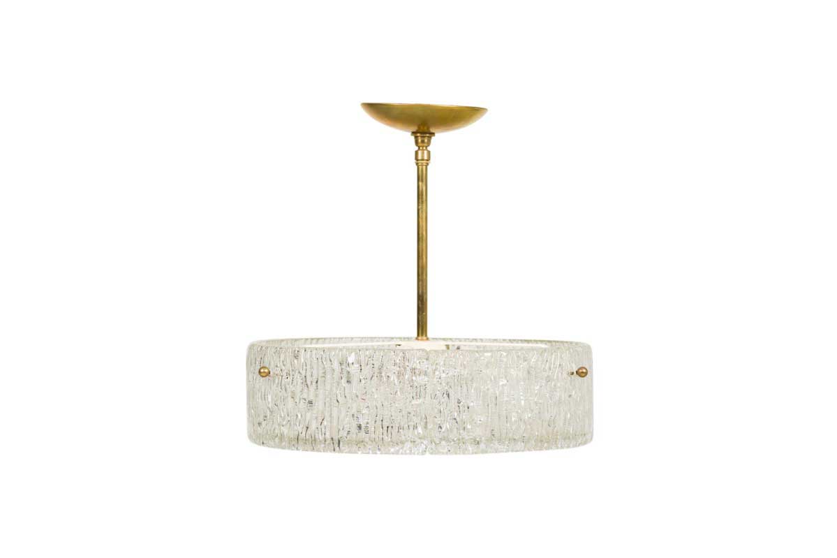 Mid century round textured glass chandelier 
