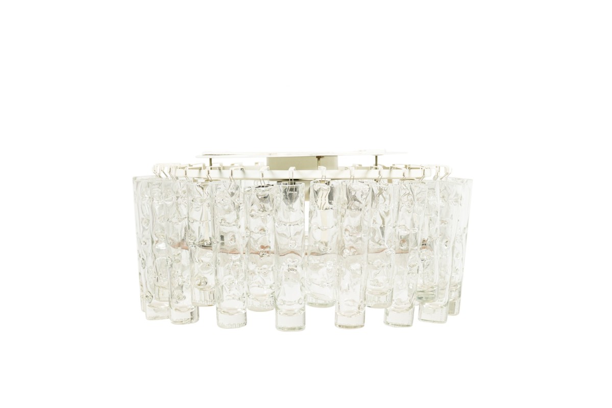 German modern hand blown glass and brass doria chandelier WM