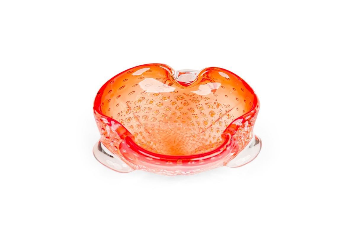 Vintage Italian Murano style orange glass bowl 