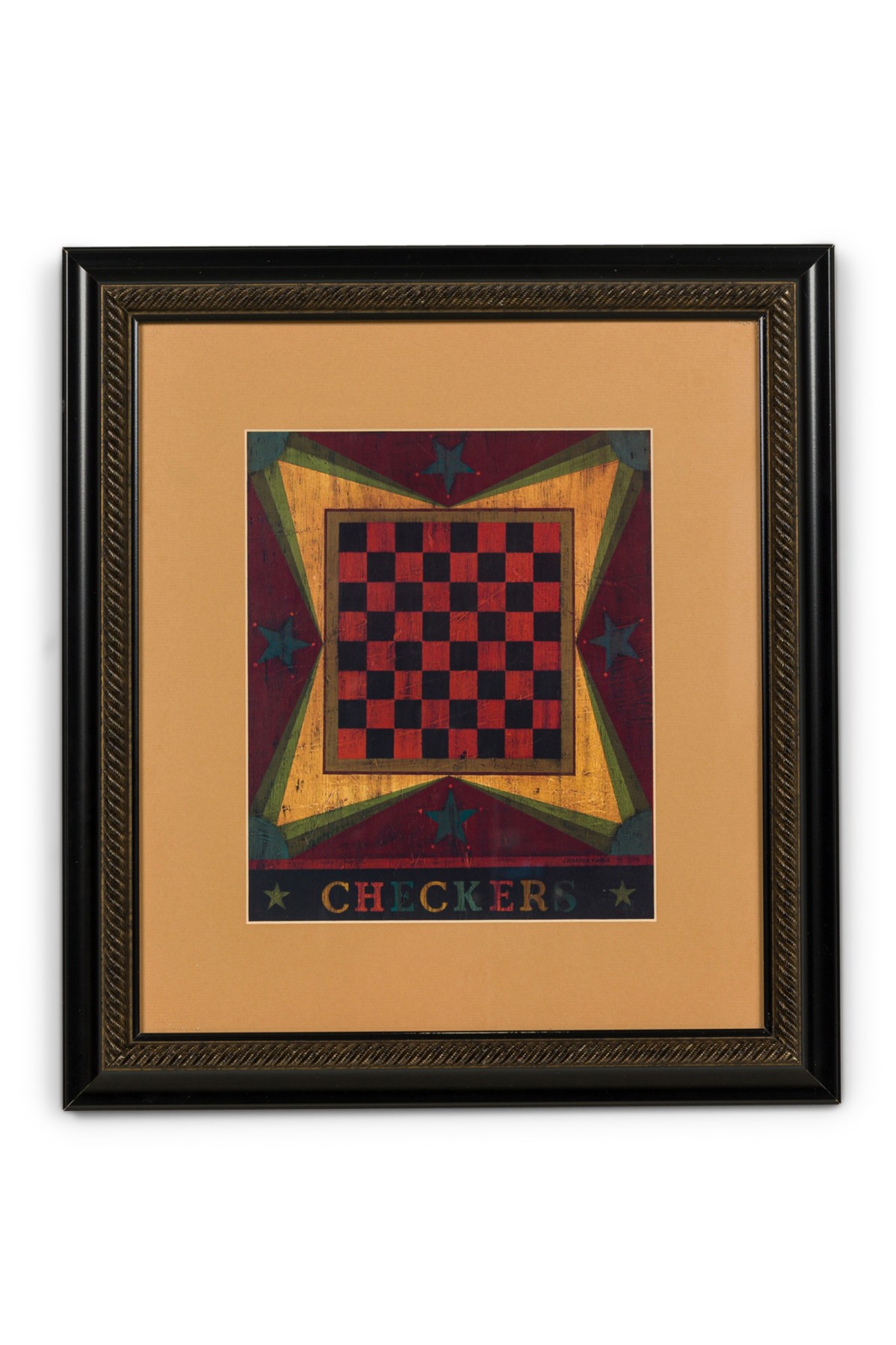 Warren kimble american contemporary checker board in black frame