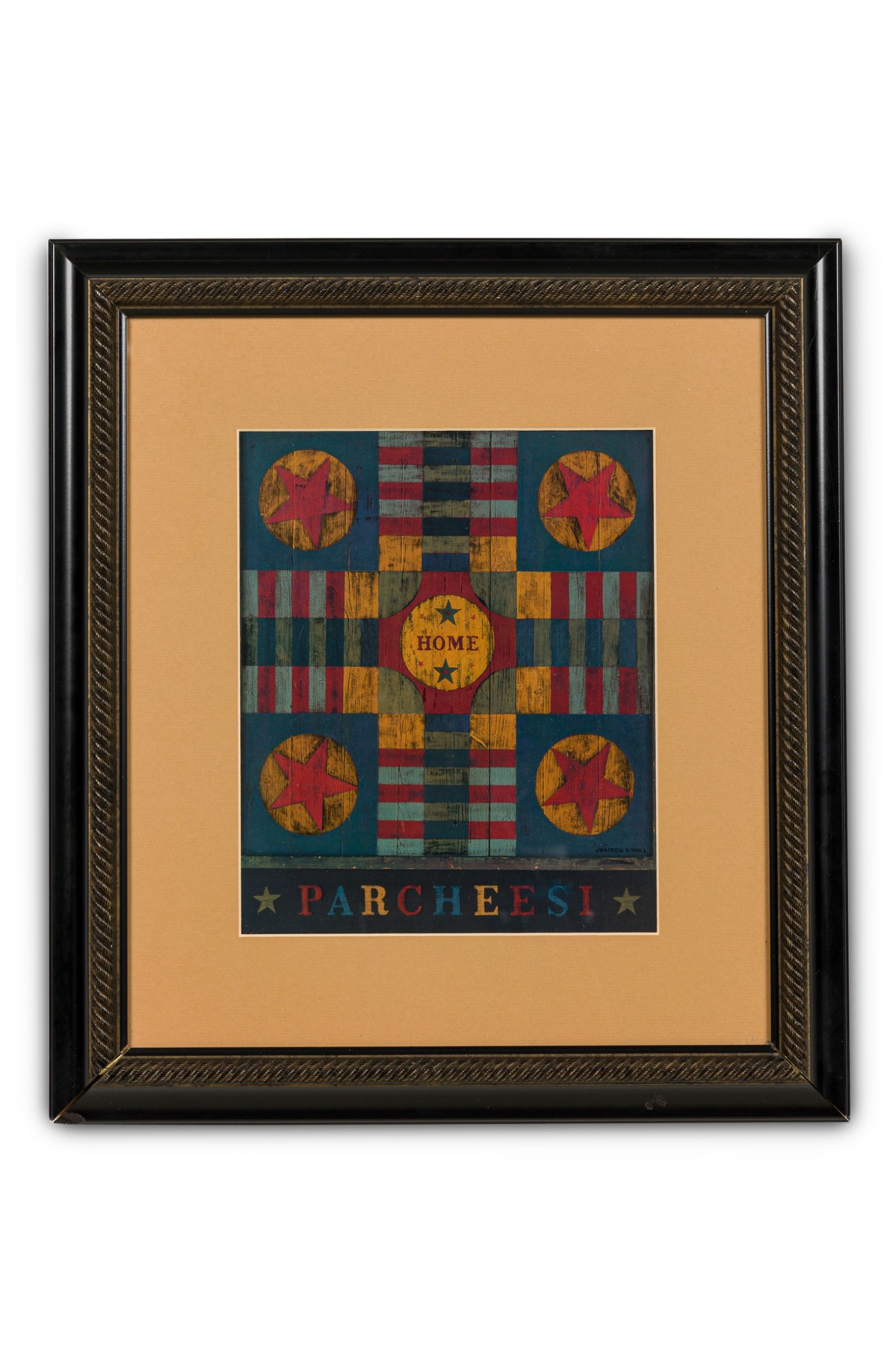 Warren kimble american contemporary parcheesi in black frame