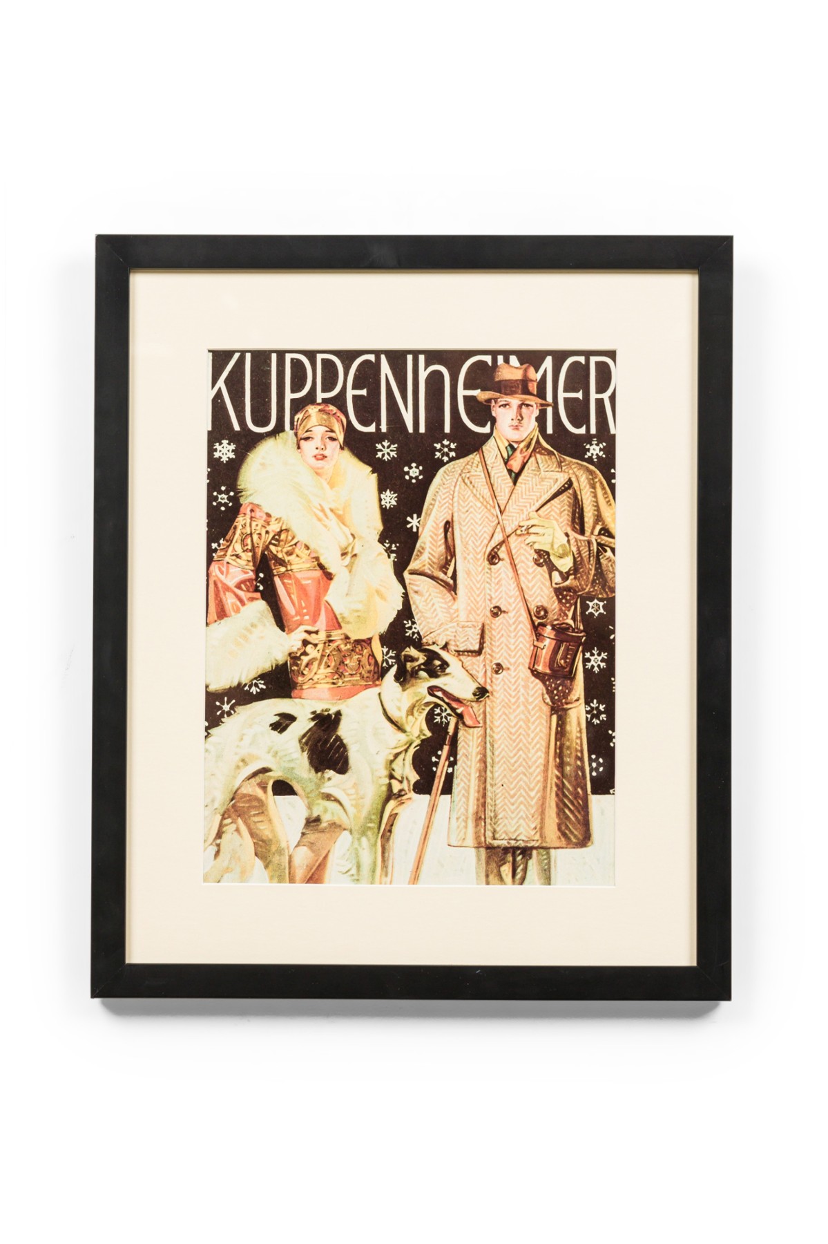 American mid century framed kuppenheimer clothing advertisement 