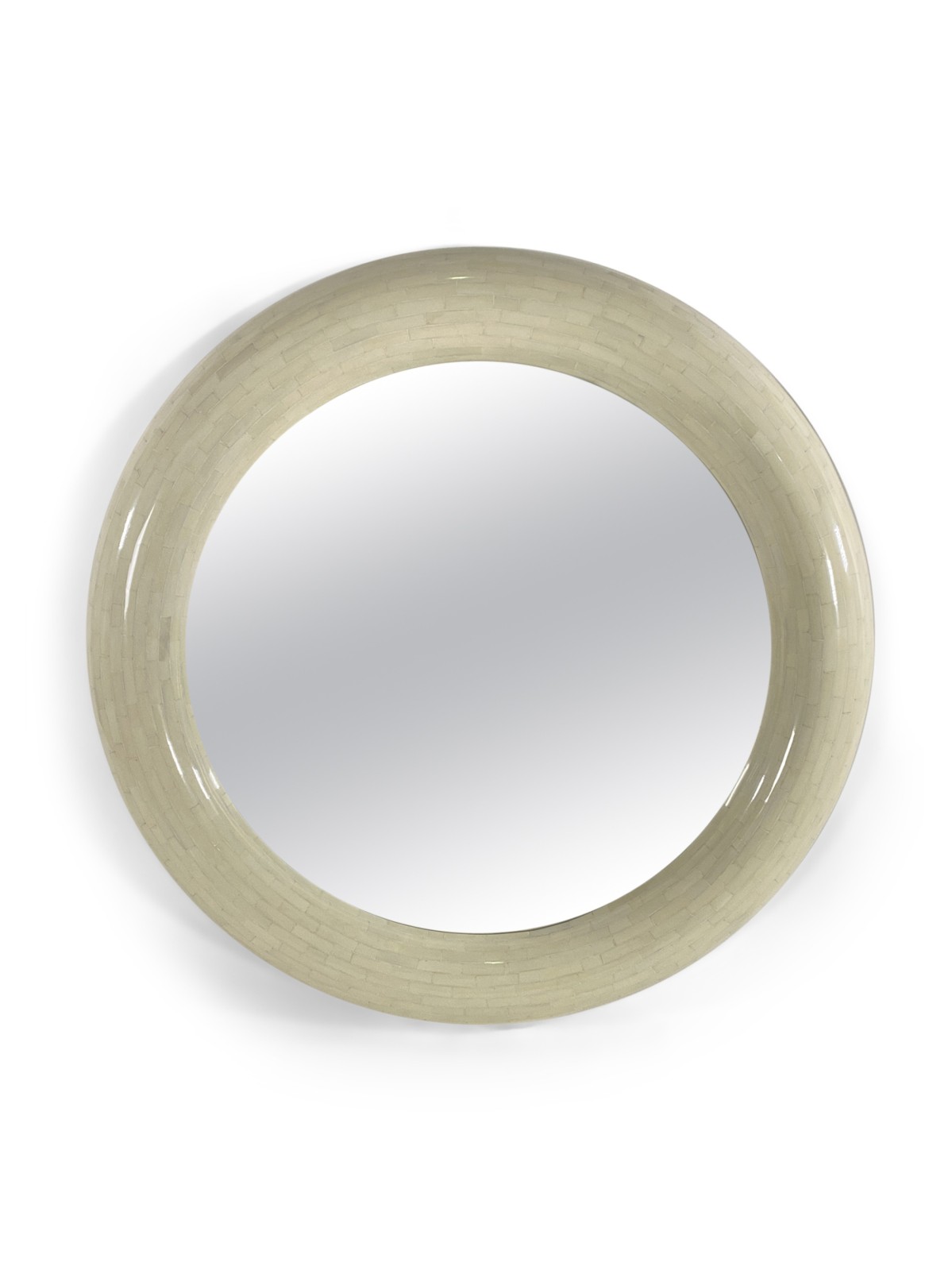 American Mid century cream tessellated bone mirror