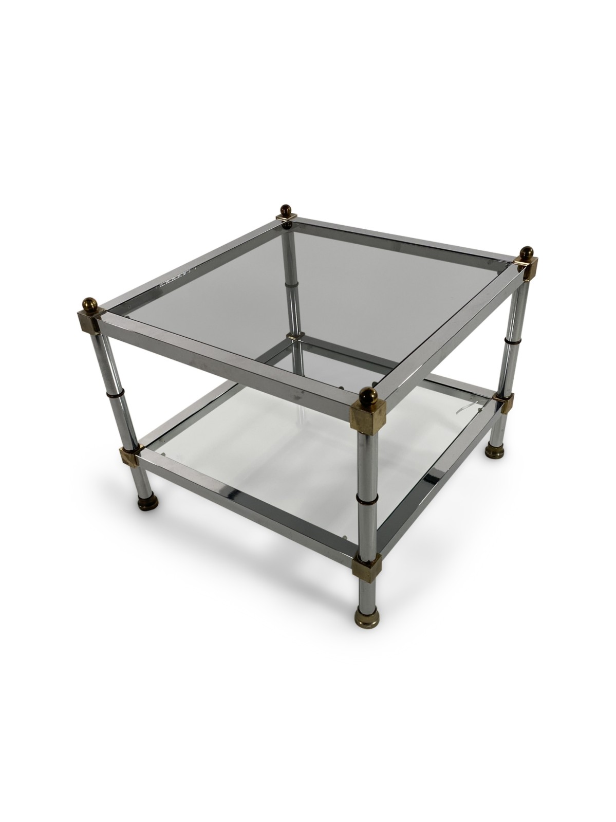 American Mid century chrome and brass end tables