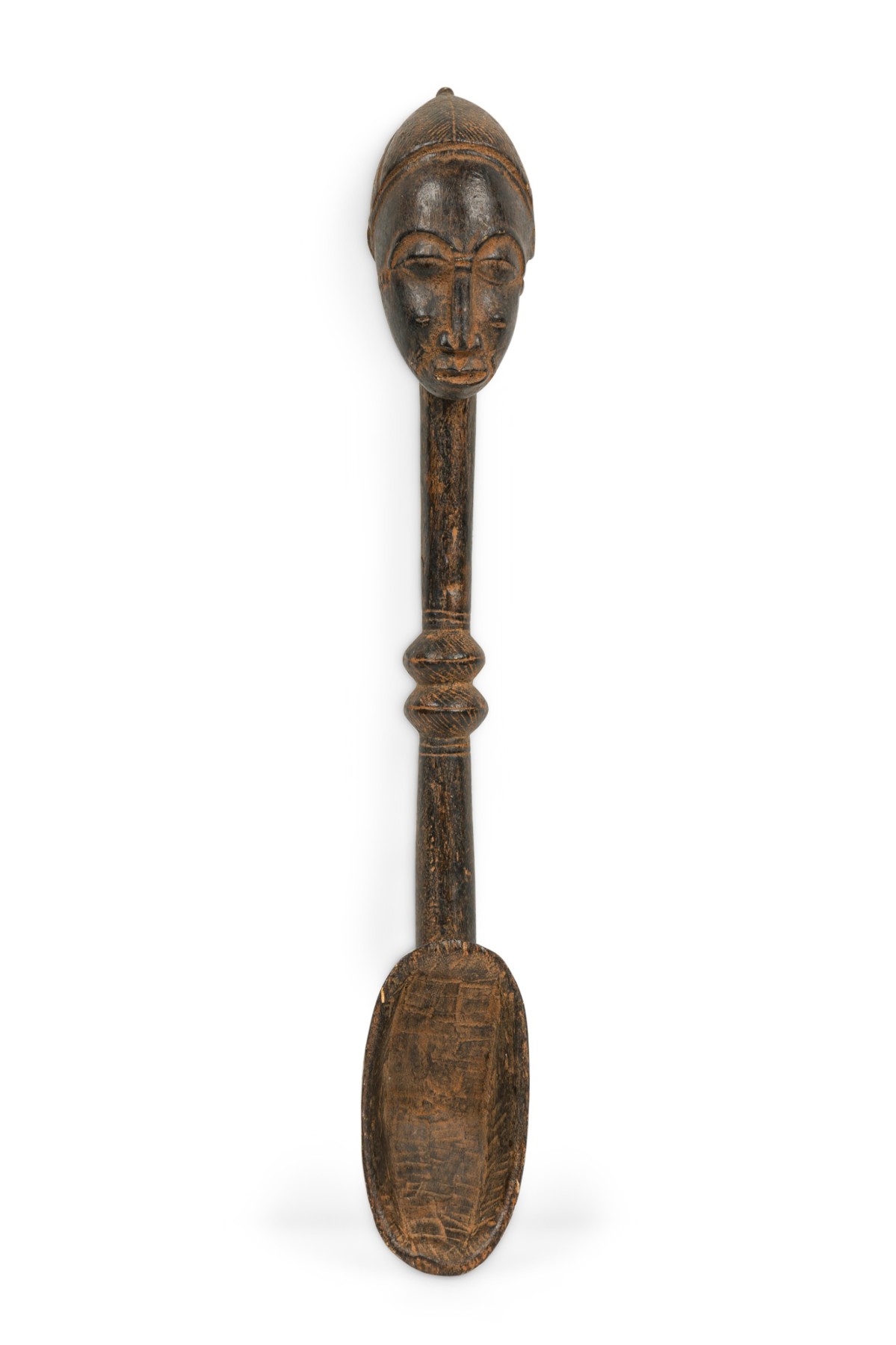 African ivory coast mid 20th century hand carved wooden baule ladle