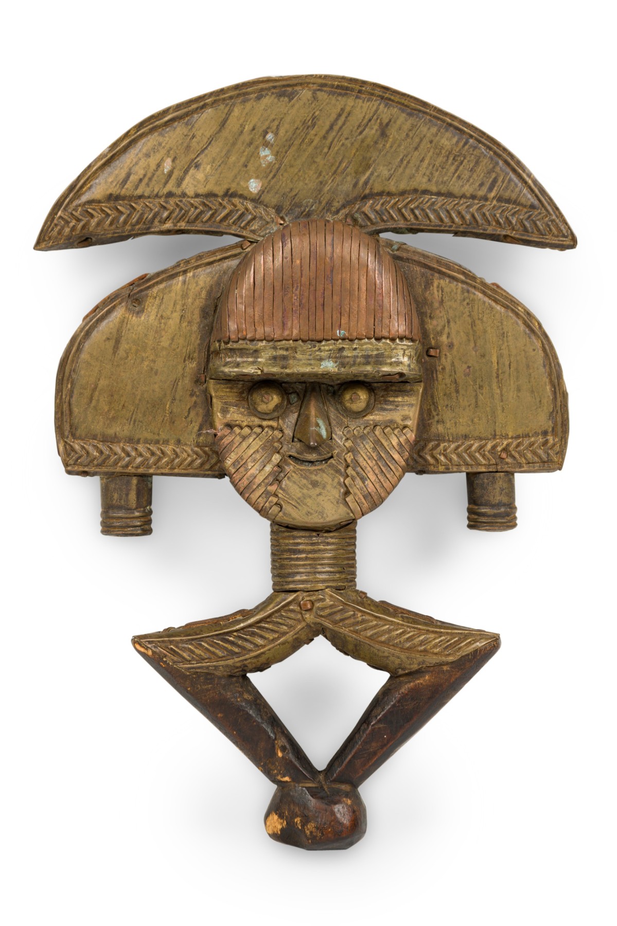 African gabon late 20th century hand carved wood & copper kota mahongwe reliquary figure b