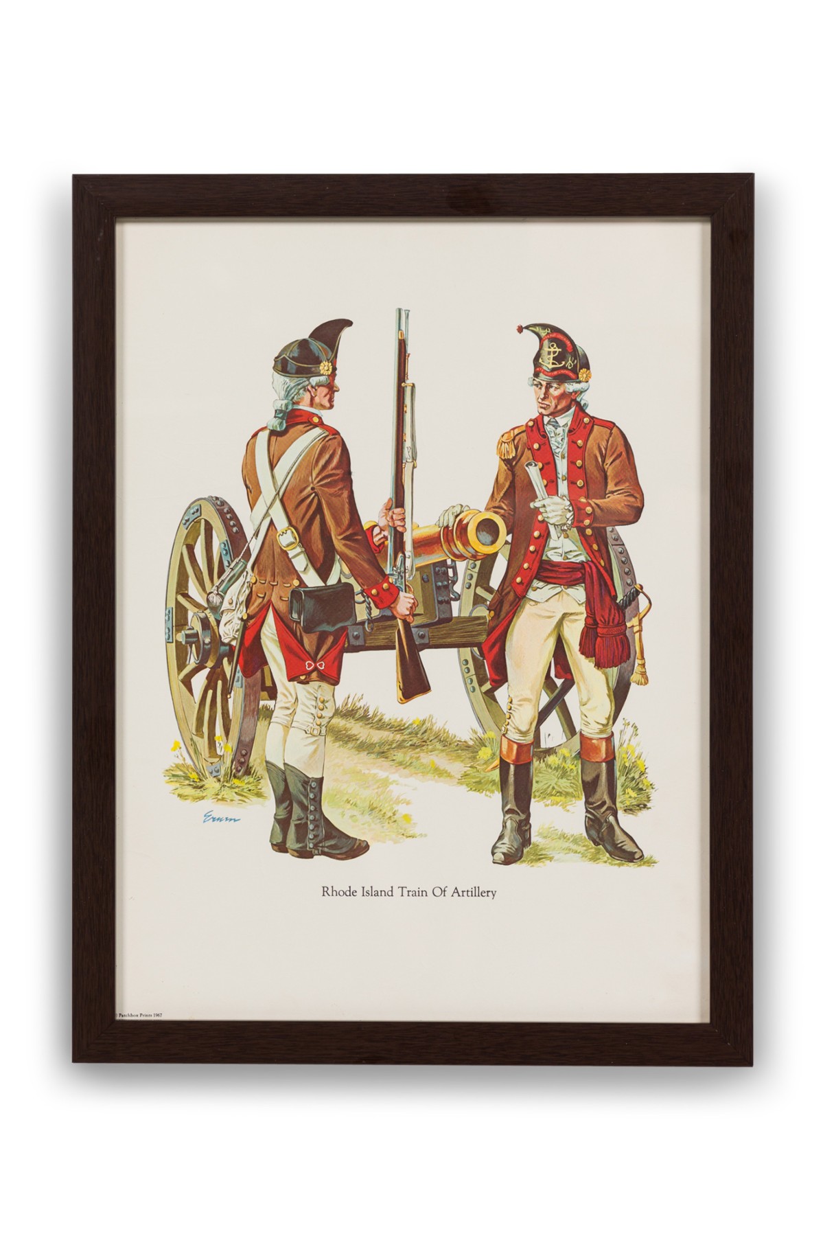American federal framed print of two soldiers near a cannon 