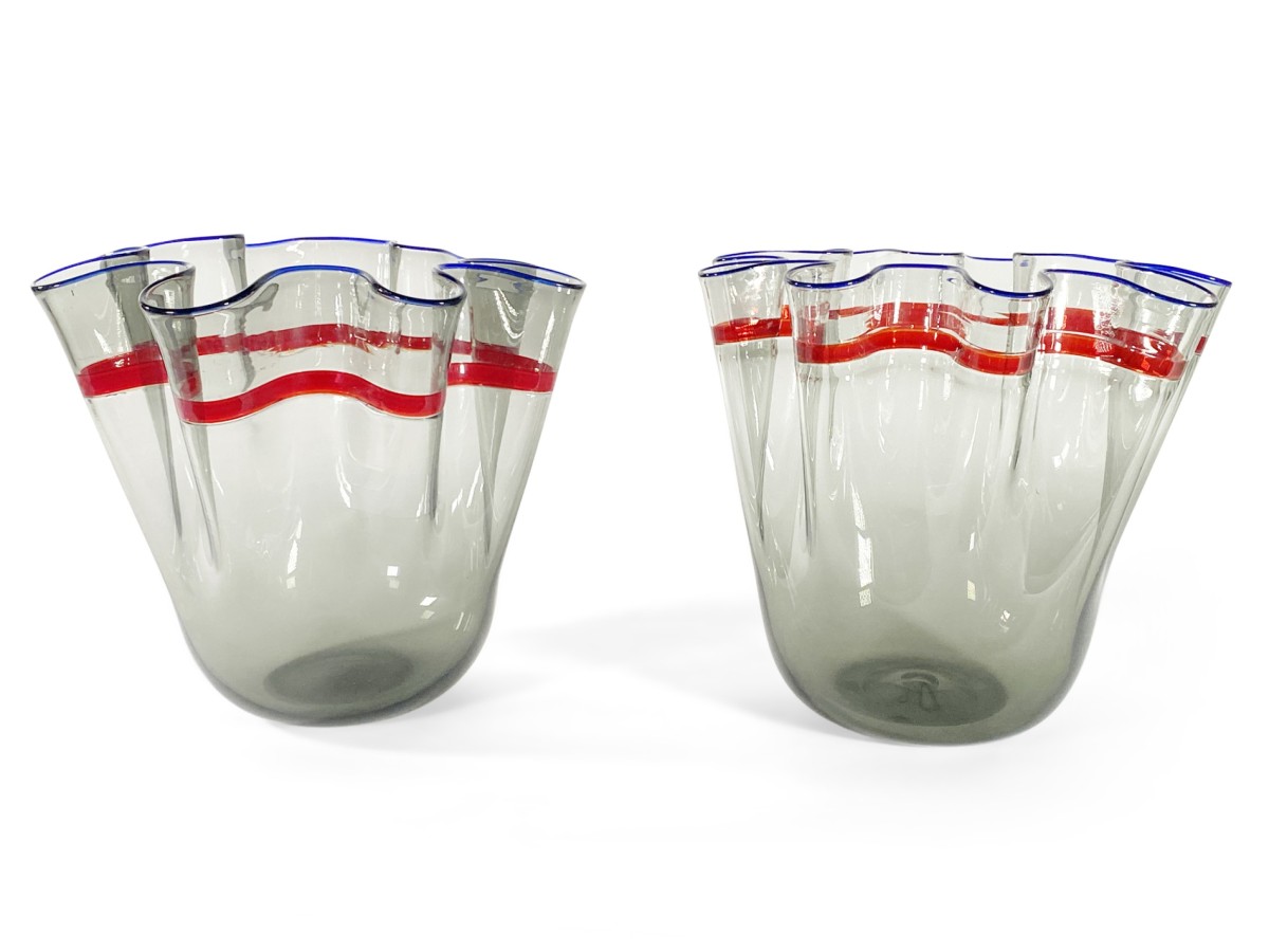 Pair of alvise italian contemporary handkerchief vases
