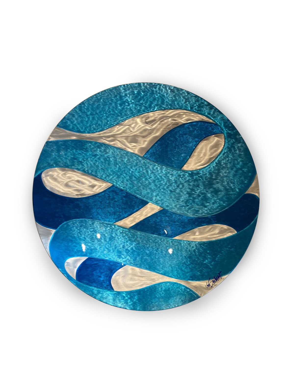 Eric von seibert american abstract contemporary aluminum wall sculpture titled blue ballet 