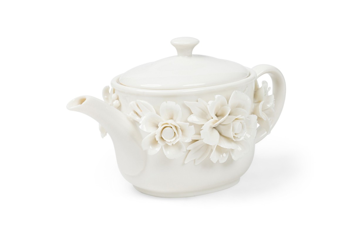 Godinger and co victorian 3D floral relief porcelain tea pot