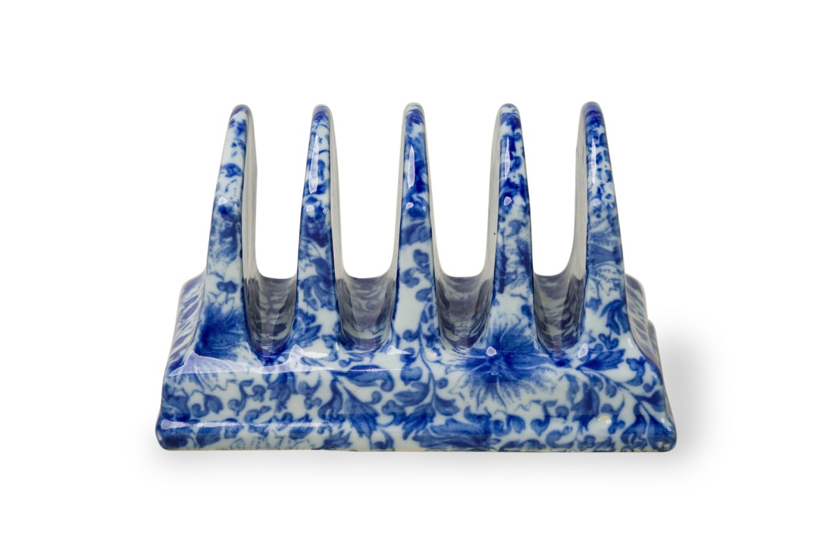 Chinese transferware ceramic napkin and toast rack