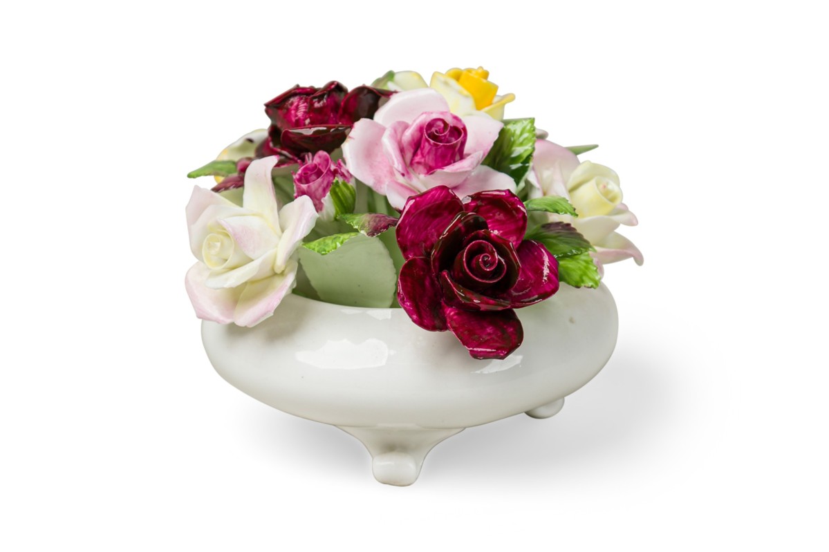 English victorian bone china bouqet in a centerpiece figure