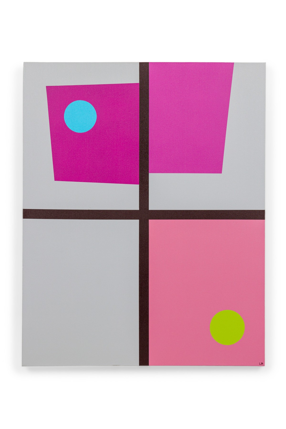 Larry bentley contemporary acrylic on canvas titled circles bleu citron 