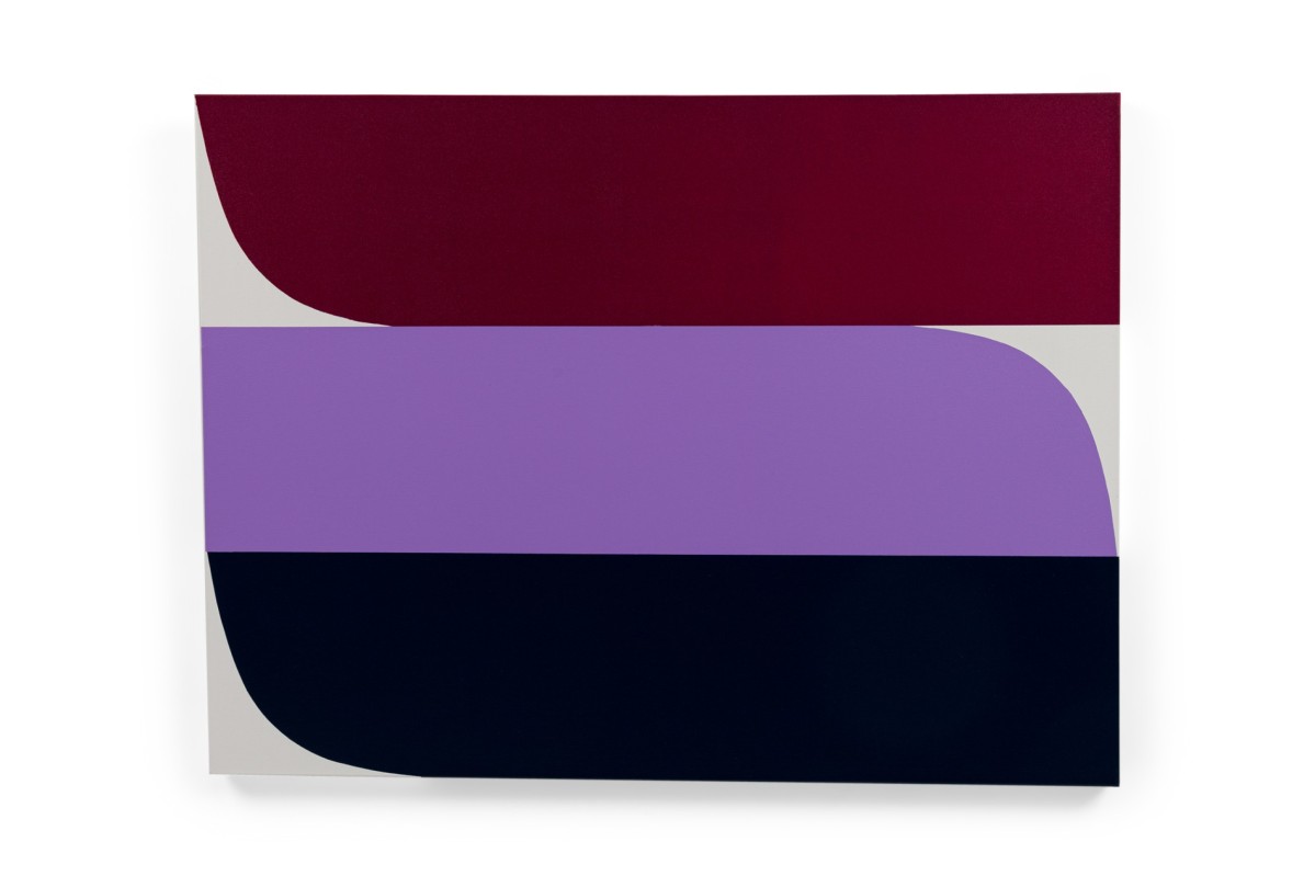Larry bentley contemporary acrylic on canvas titled magenta lavender navy 
