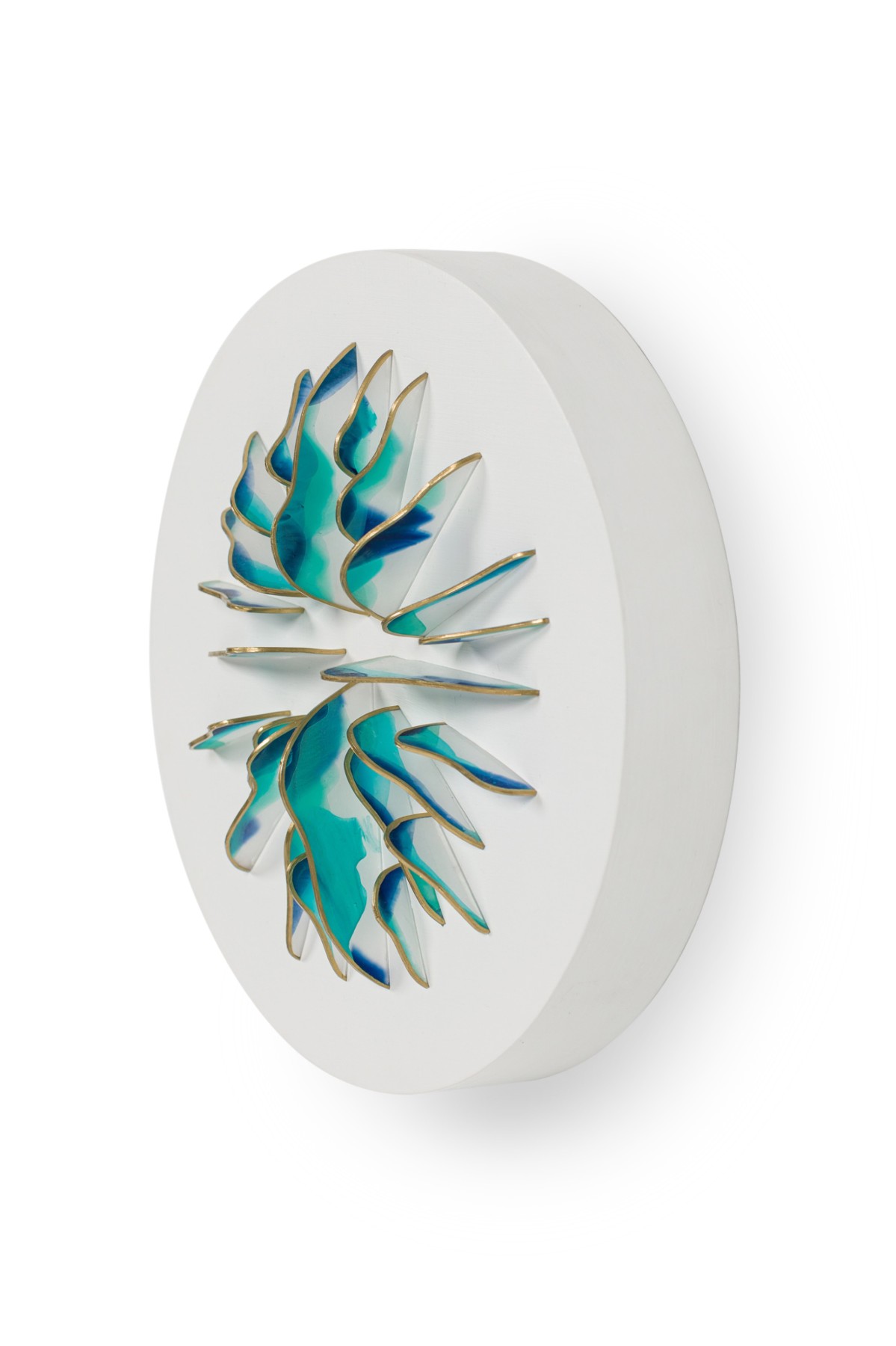 Natale Adgnot American Contemporary Mixed Media Wall Sculpture Titled Mumyoi Lamellae