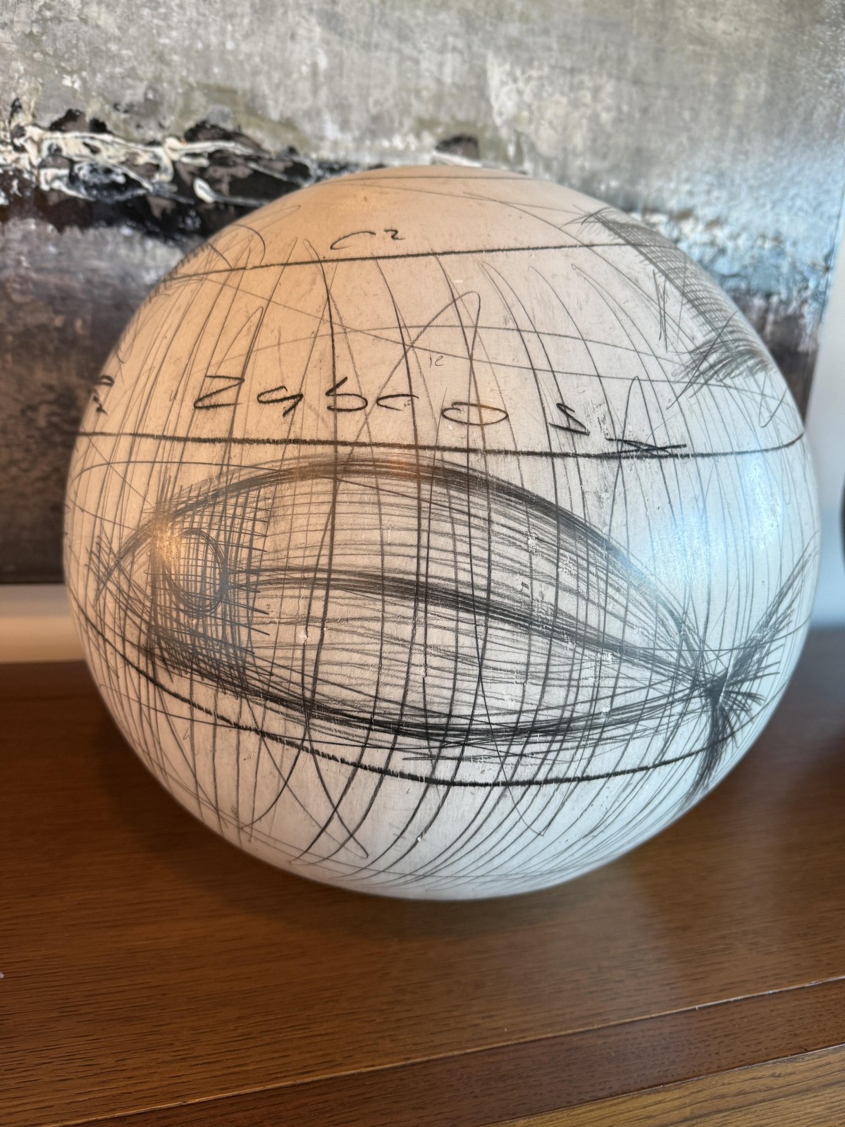 Contemporary beige charcoal equation design sphere 1