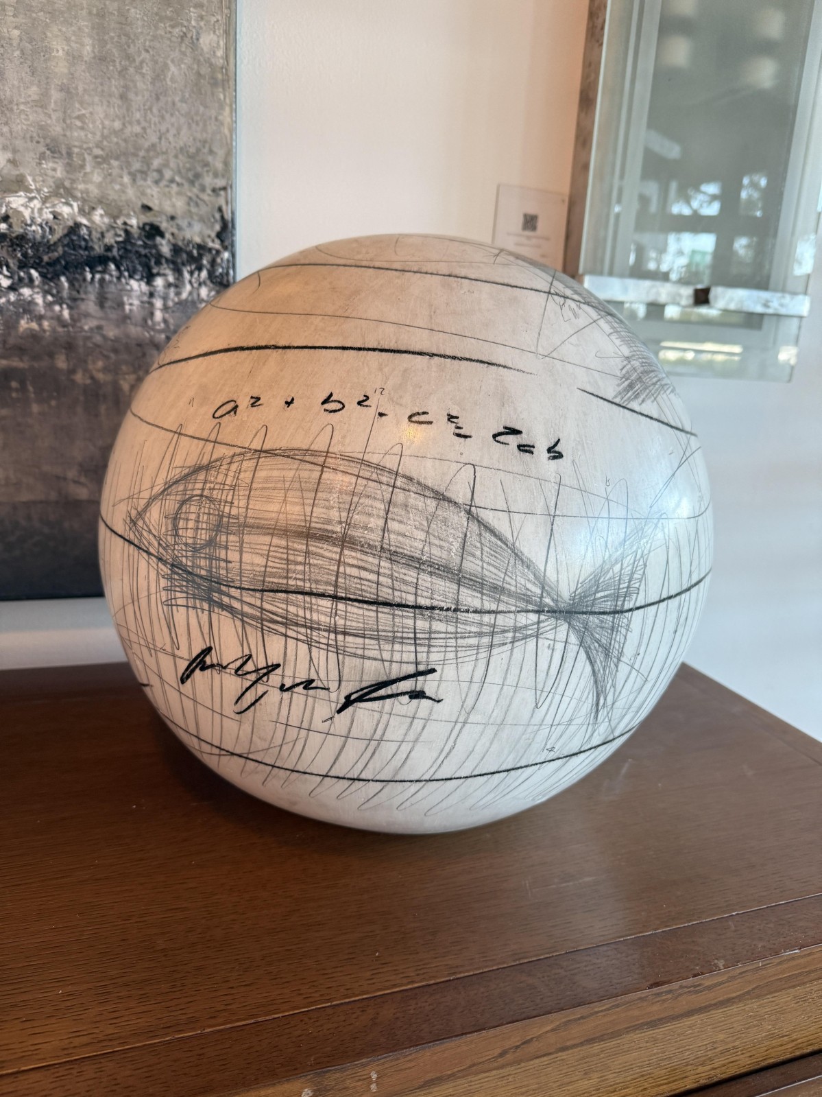 Contemporary beige charcoal equation design sphere 2