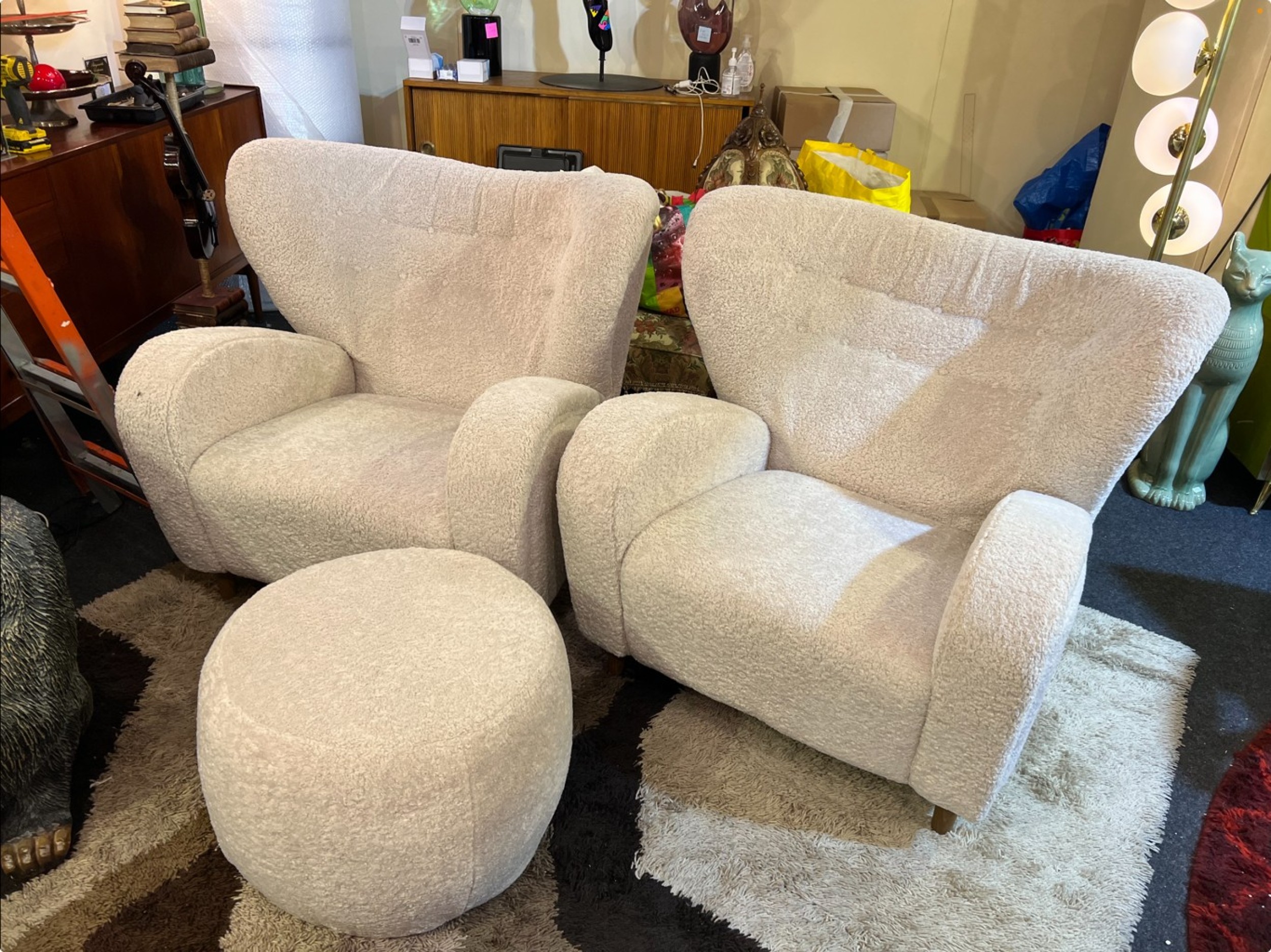 Mid century overscale armchairs