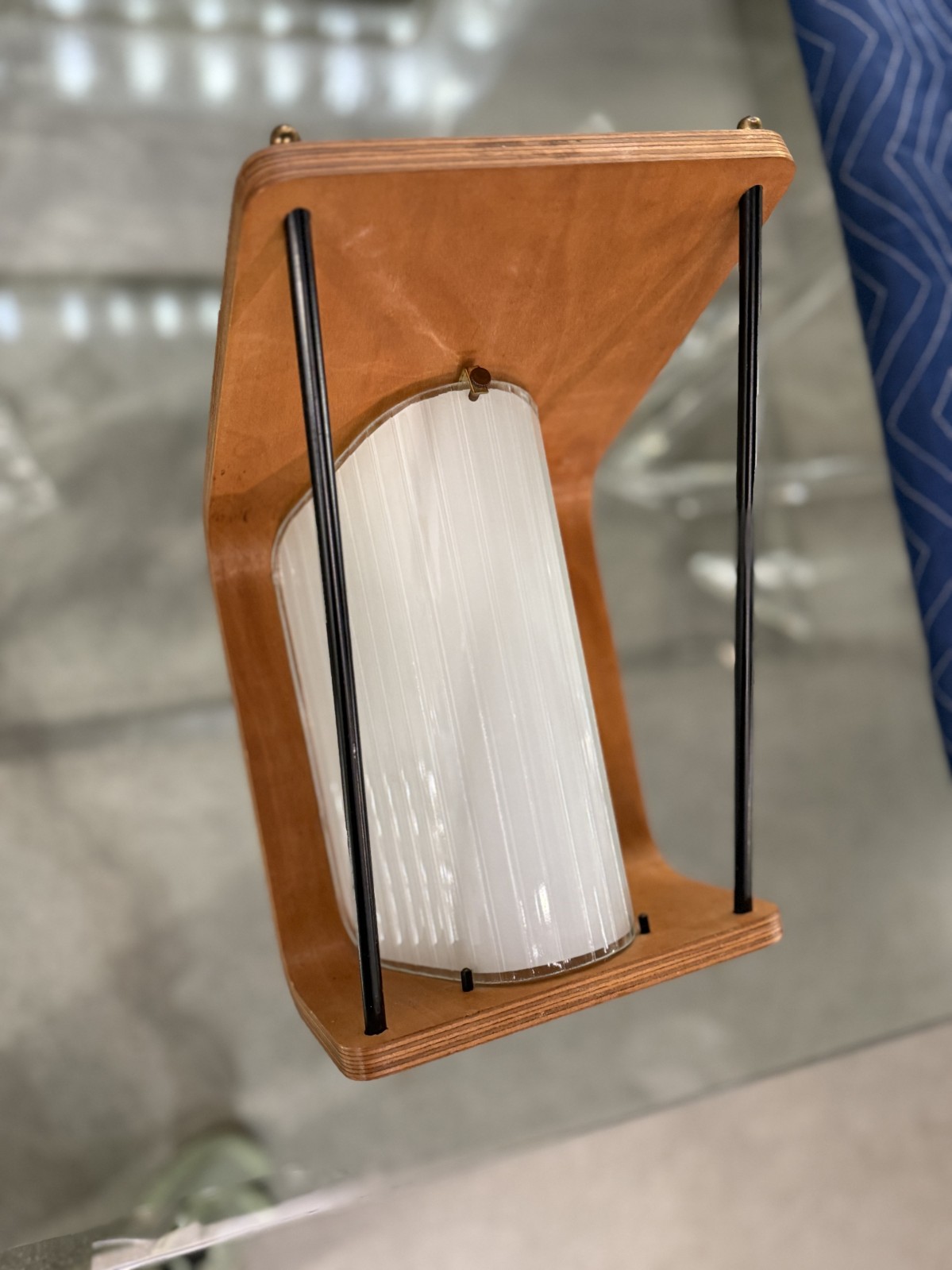 Scandinavian mid century asymmetrical glass teak wall sconces