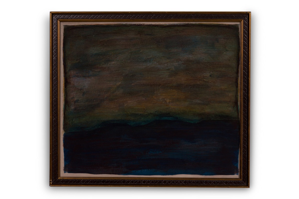 Contemporary Abstract Painting with Obscured Horizon in Earth Tones