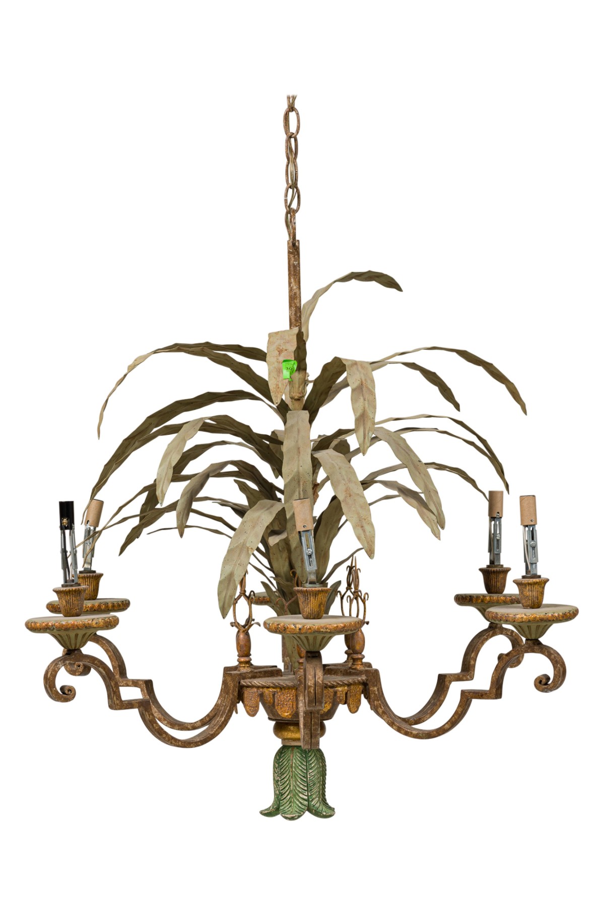 Italian venetian style 6 armed tole chandelier