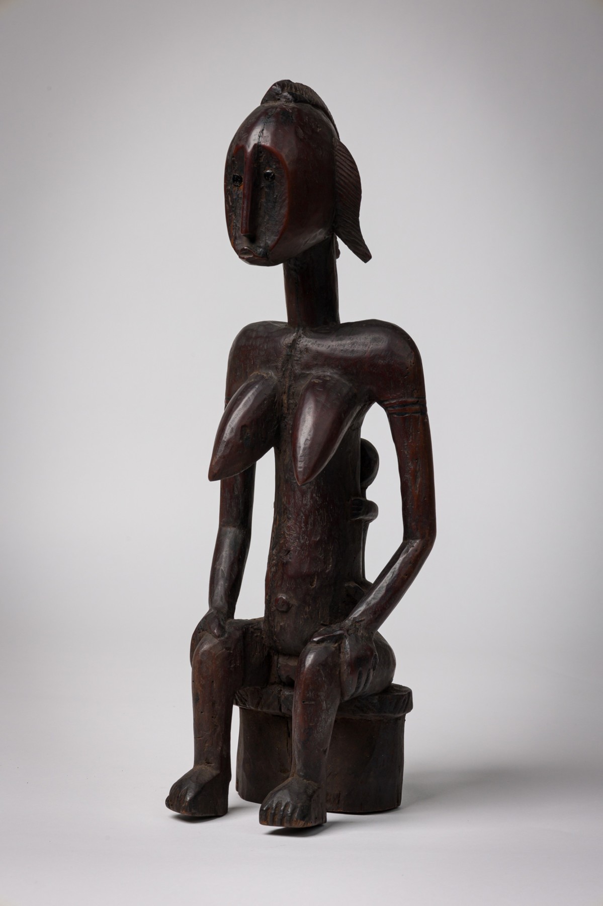 African mali late 20th century carved wooden bamana maternity figure with baby 