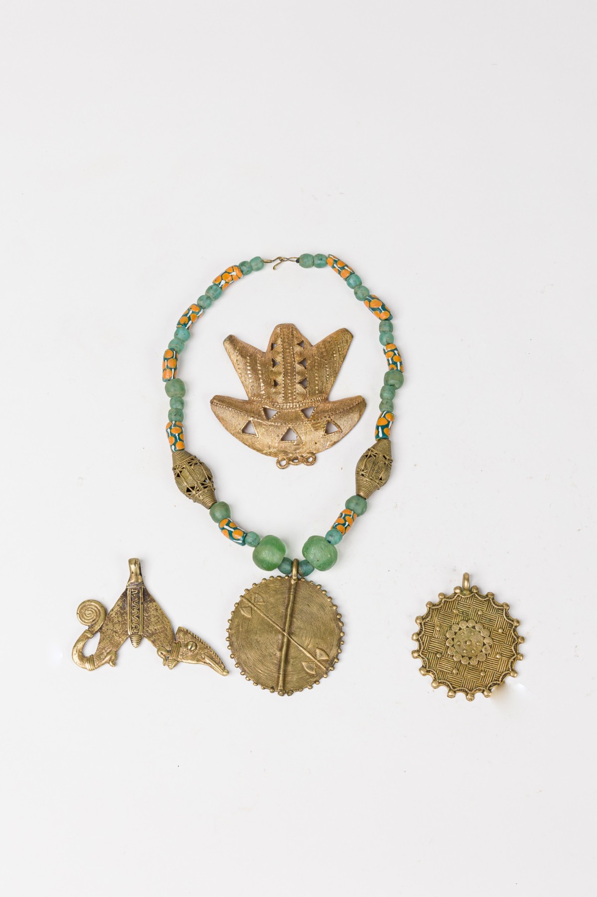 Ghanaian brass pendant necklace