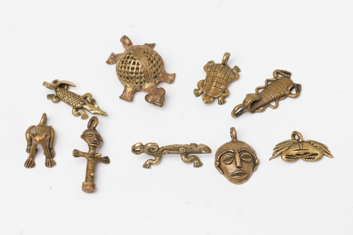 9 ashanti ghanian brass pendants