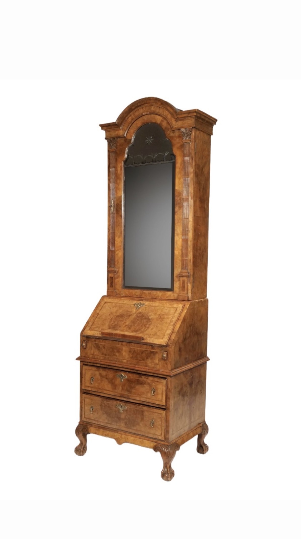 English secretary walnut burl