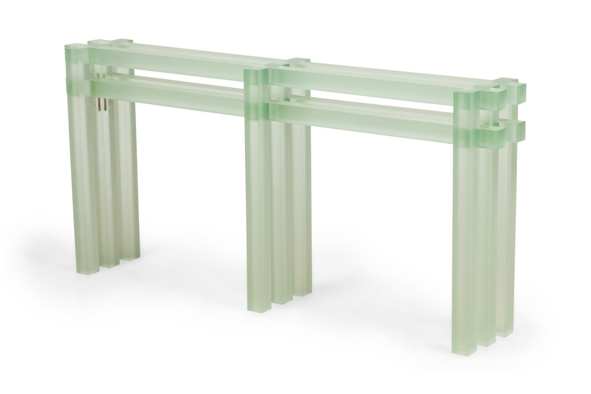 Contemporary green resin console table