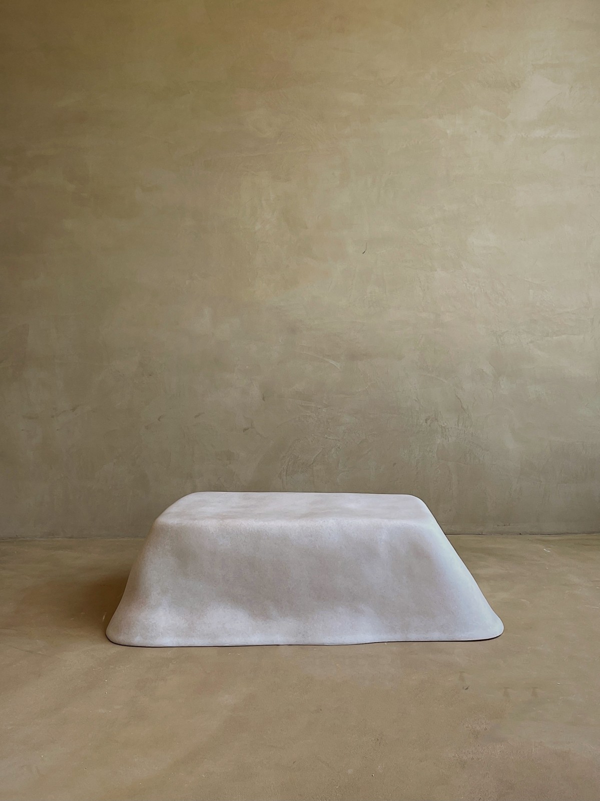 Contemporary beige amorphous fiberglass coffee table