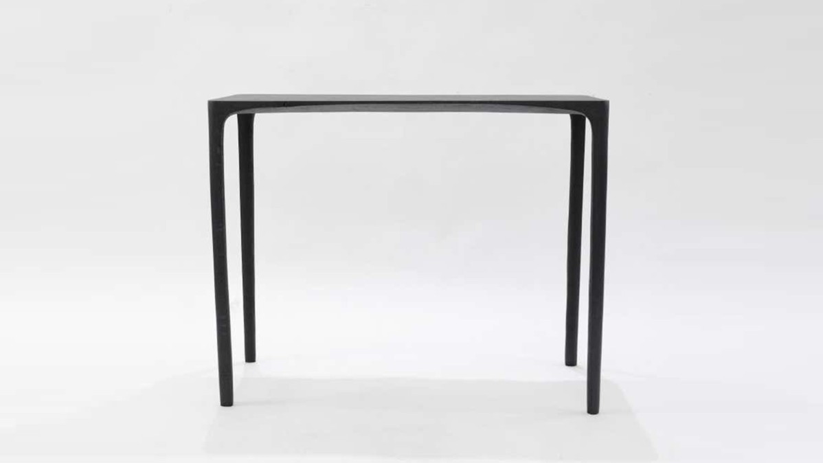 French contemporary charred oak console desk