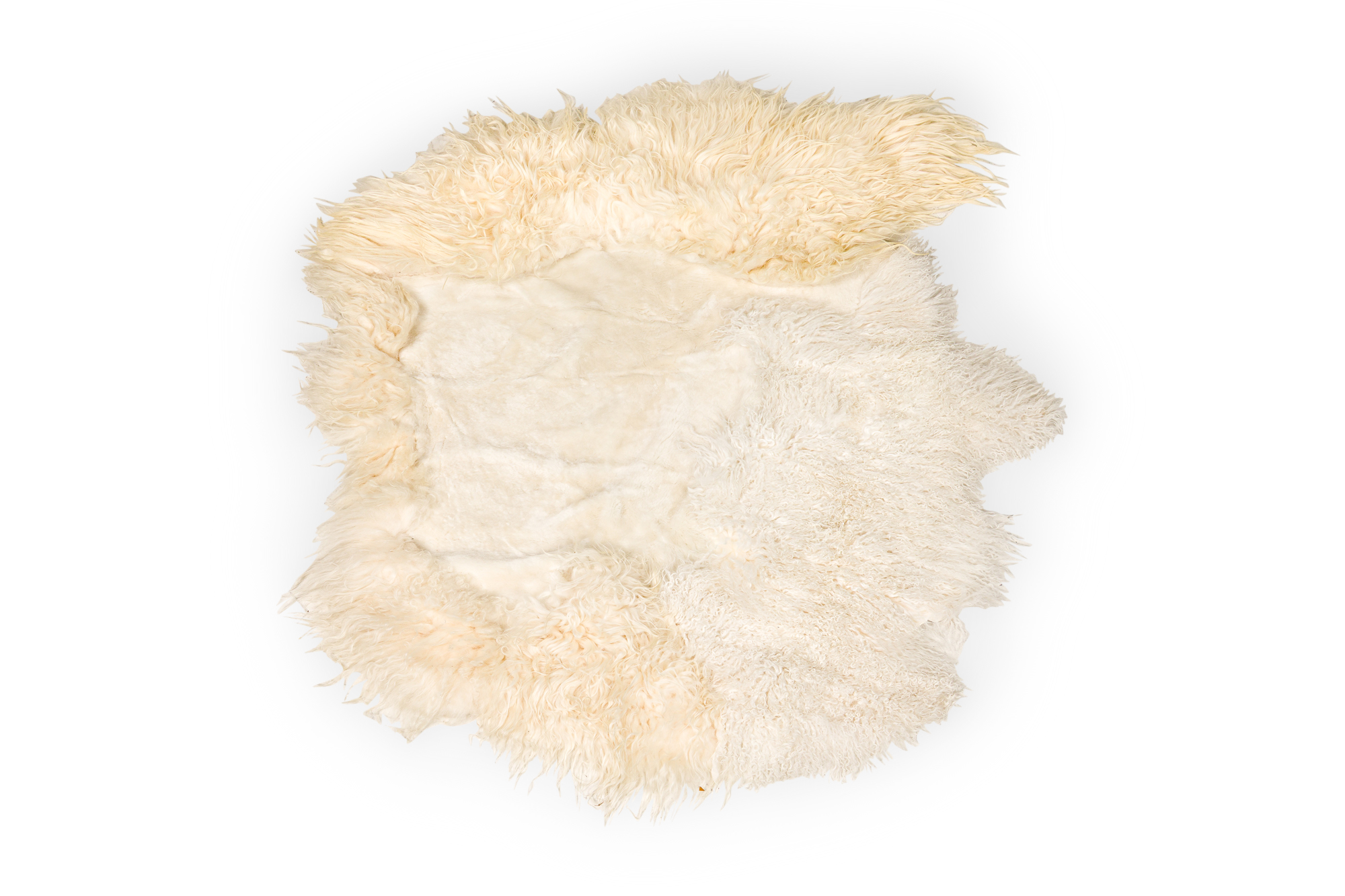 Patchwork sheepskin artistic rug white day