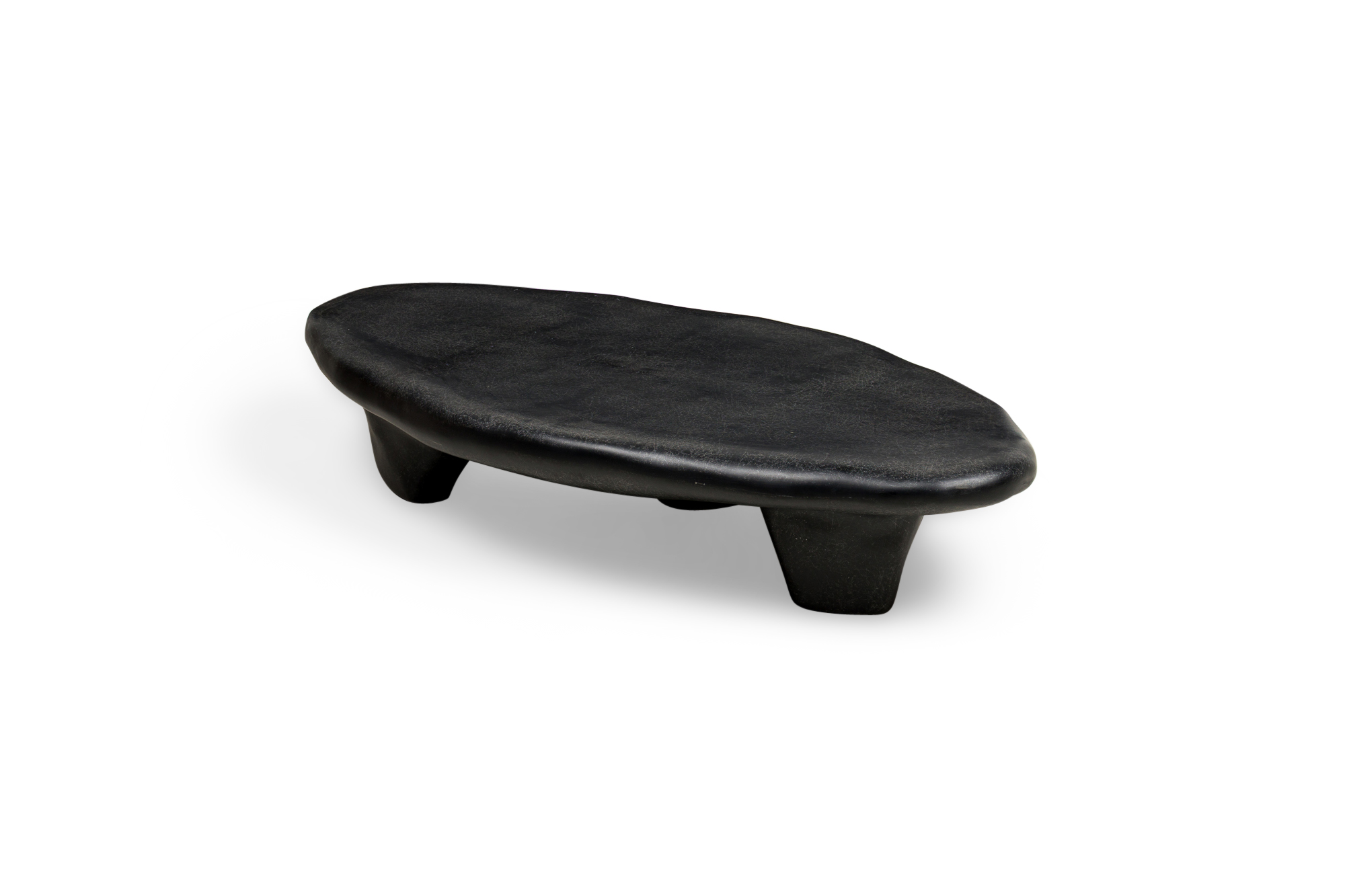 Contemporary black tripod fiberglass coffee table