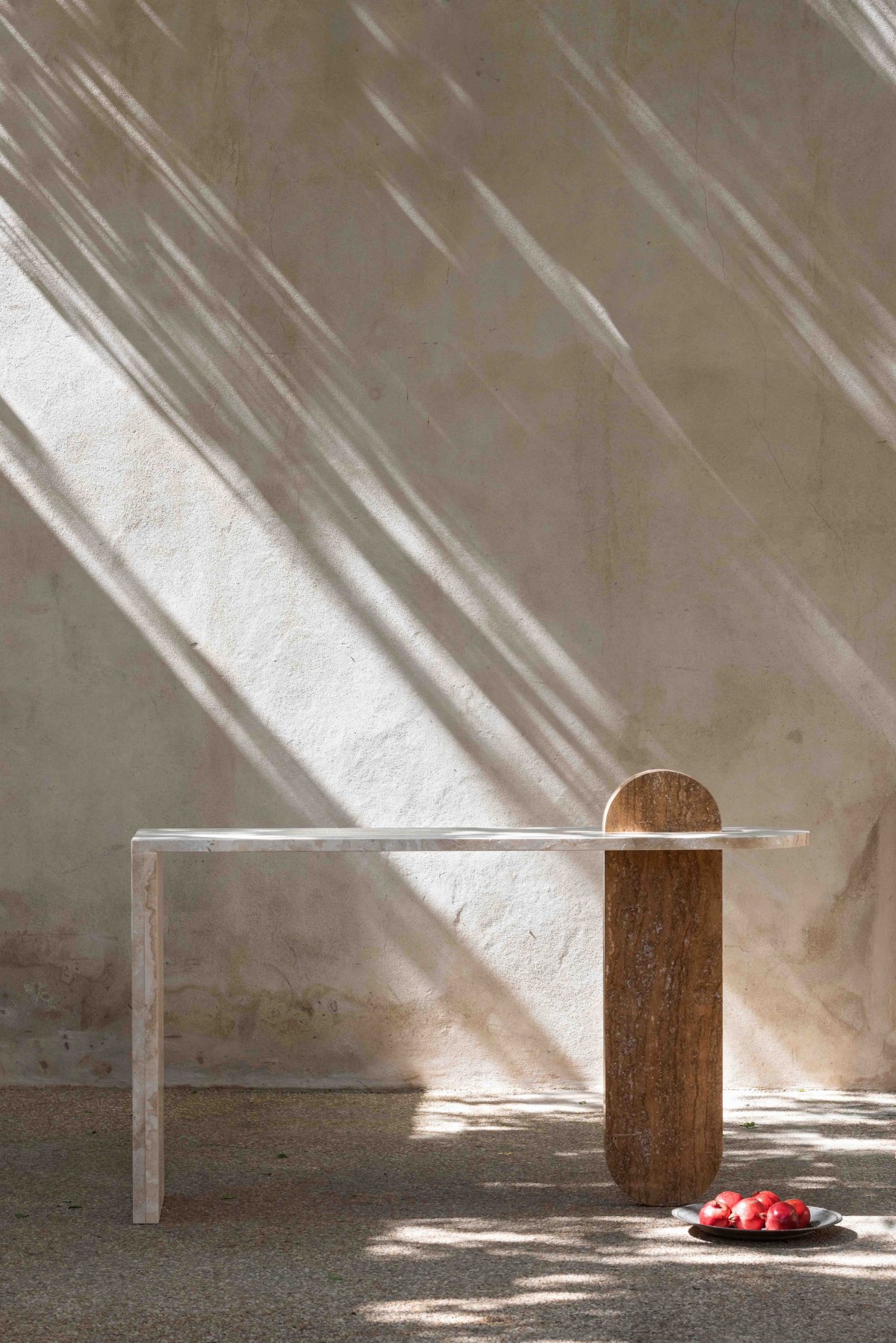 Contemporary middle eastern marble brown and white console