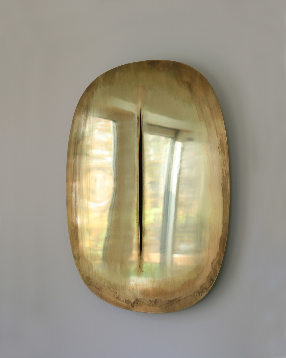 Contemporary brass slit mirror