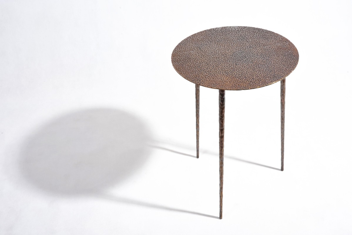 Contemporary drops polished brass side table