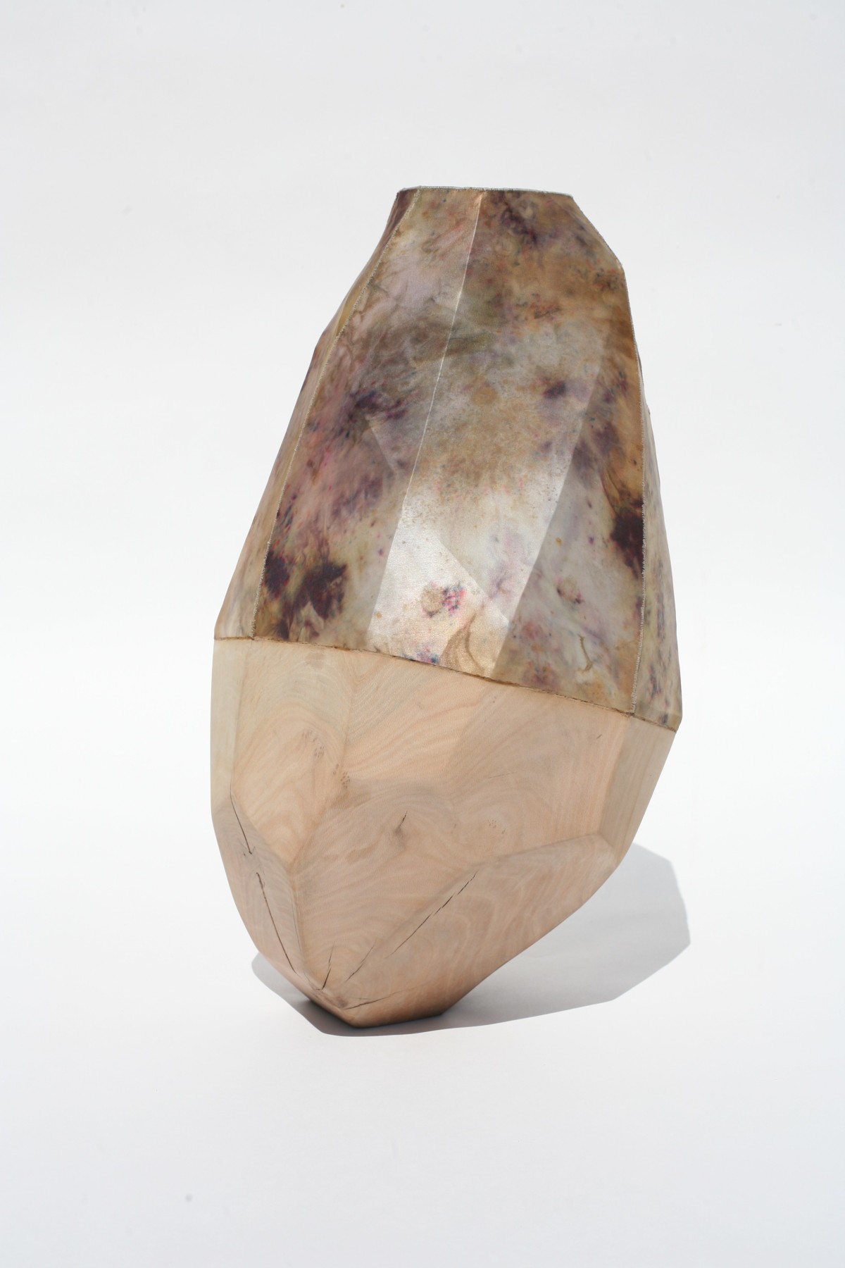 Contemporary corps celeste unique i wood and dyed silk sculpture