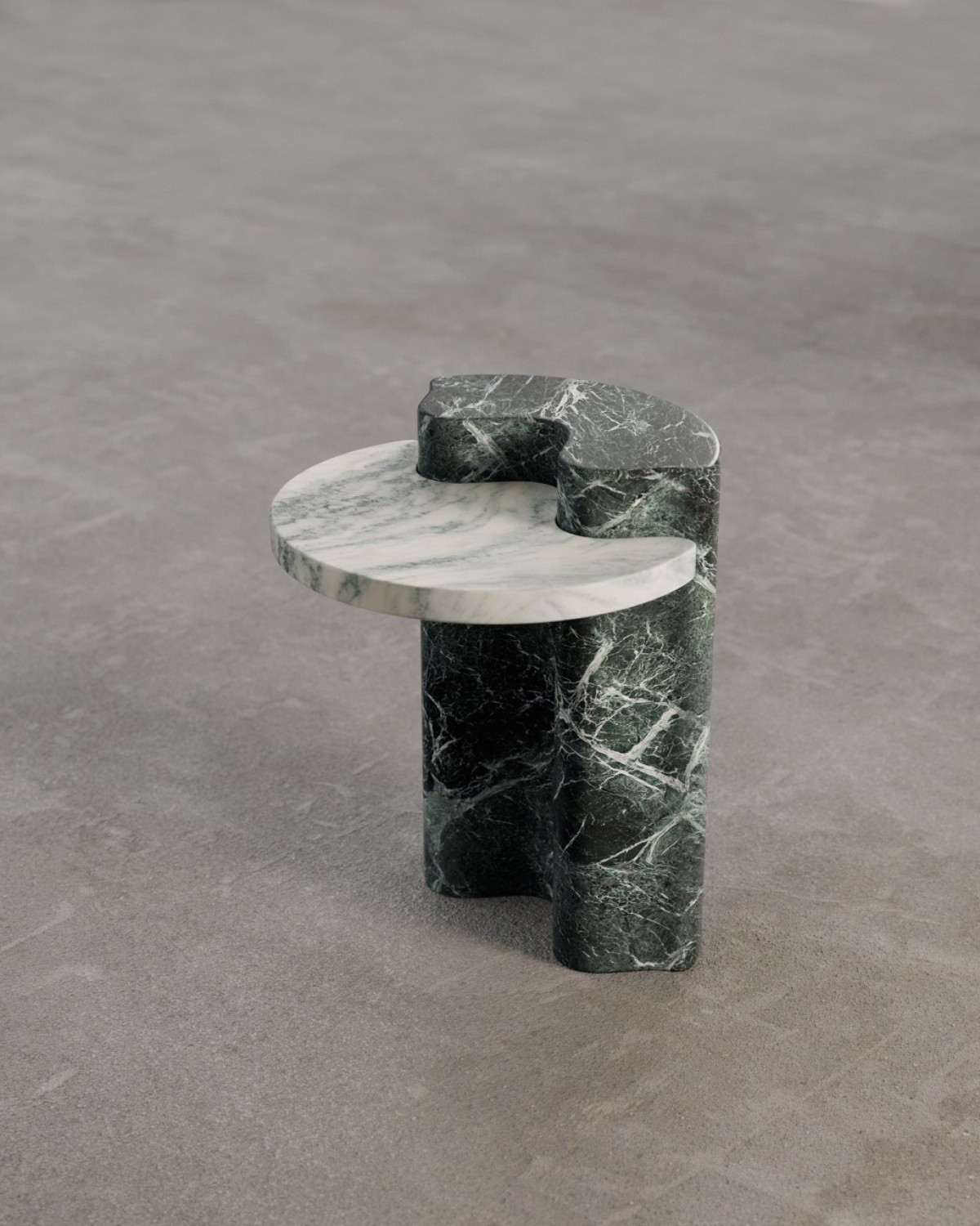 Italian contemporary verde alpi marble end table