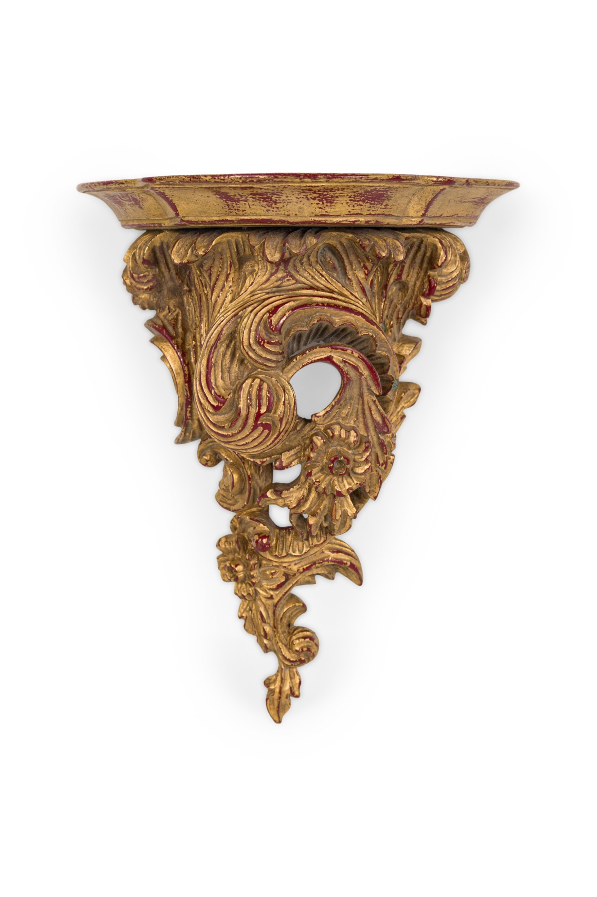 19th c italian rococo gilt wall shelf pair