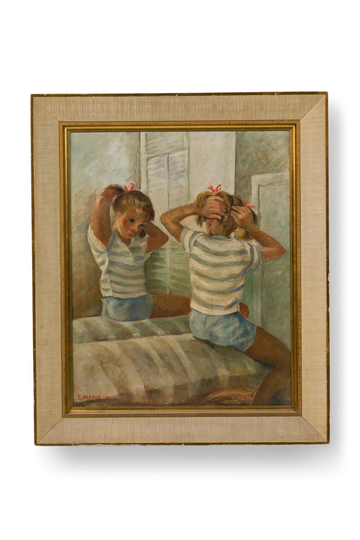 Mid century american figurative oil painting