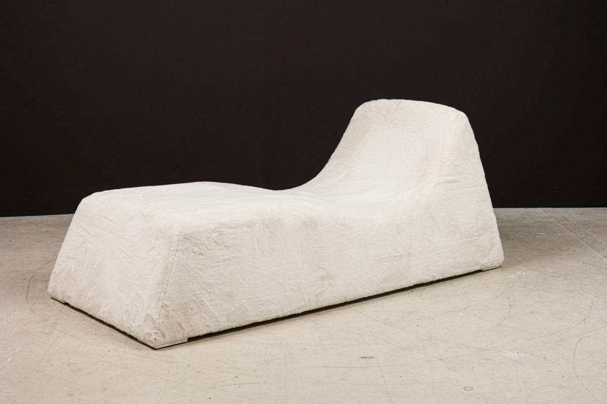 American contemporary white faux fur daybed