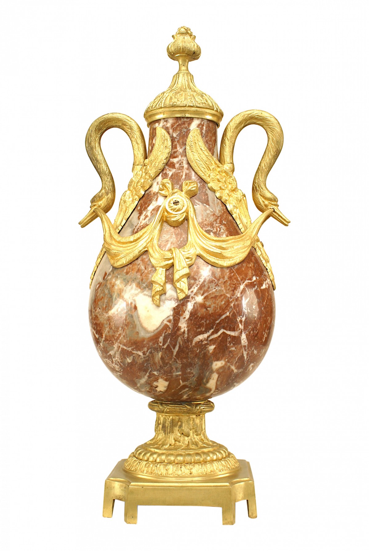 French victorian marble and bronze urn