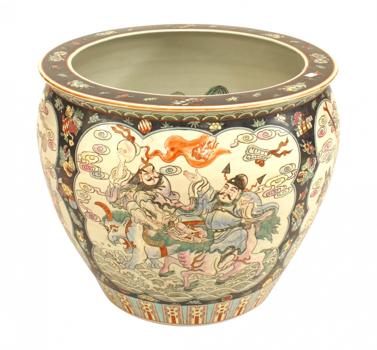 Chinese black and white porcelain pot