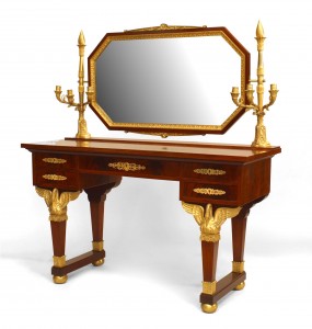 French empire bronze and mahogany vanity