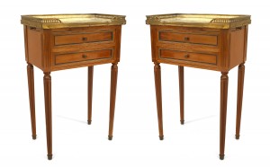 French louis xvi walnut and brass end table