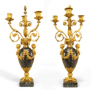 French victorian marble and gilt bronze candelabras