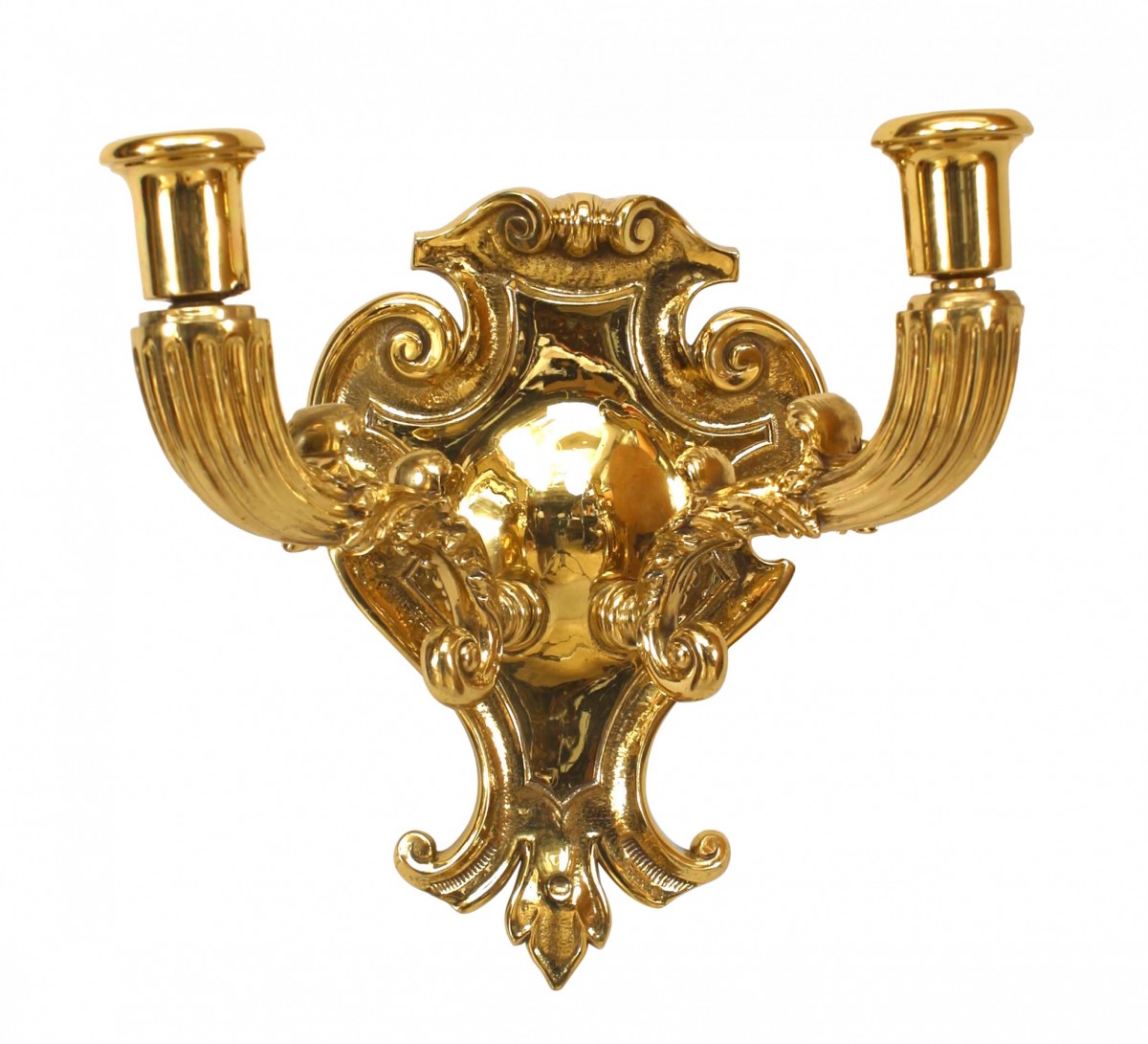 French victorian style brass wall sconce