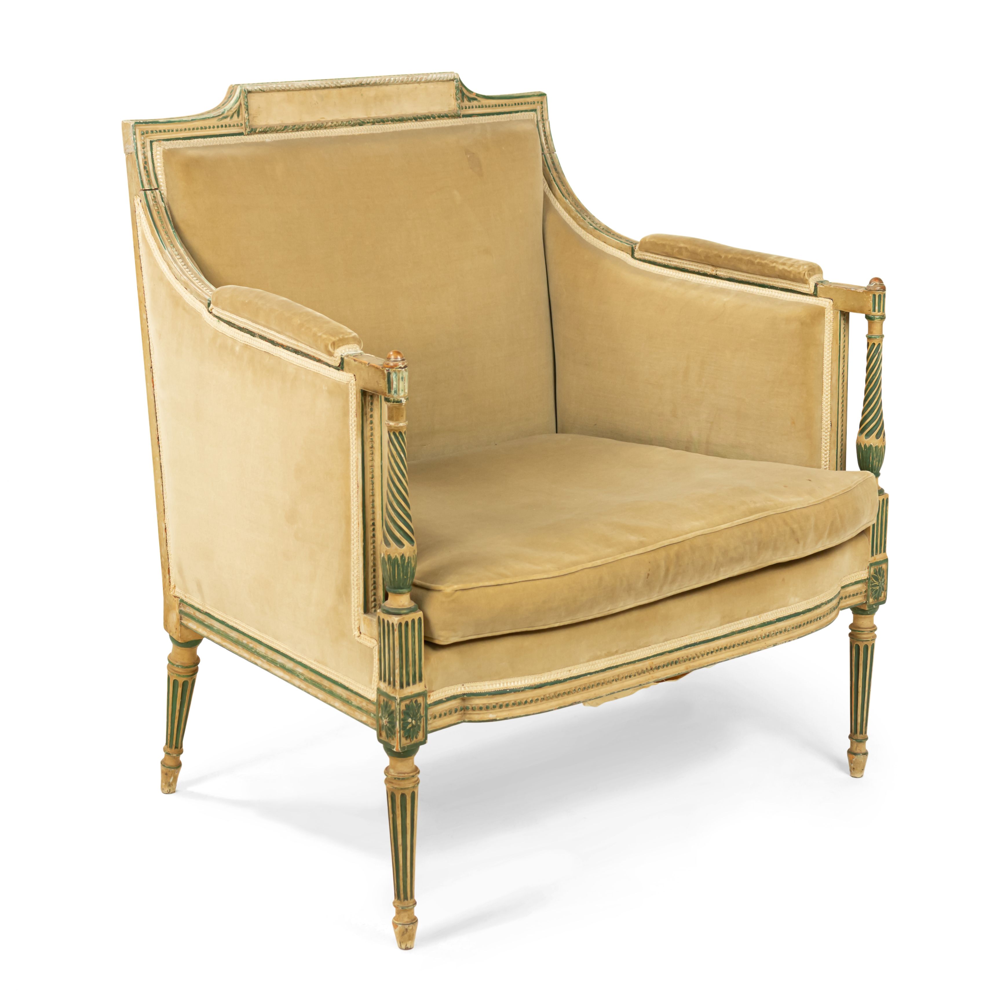 French louis xvi grey bergere arm chair